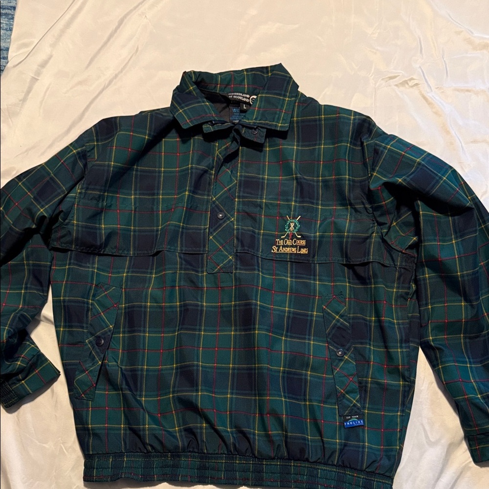 Saint Andrews Links Tartan Rain Jacket Made in Scotland Size L - Picture 3 of 10